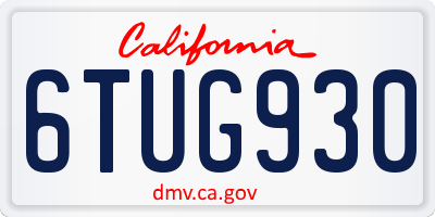 CA license plate 6TUG930