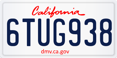 CA license plate 6TUG938