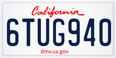 CA license plate 6TUG940