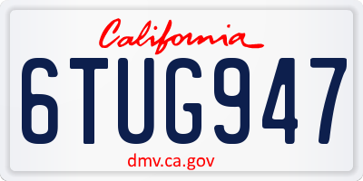 CA license plate 6TUG947