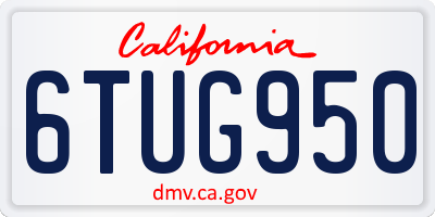 CA license plate 6TUG950