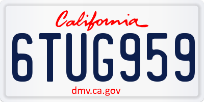 CA license plate 6TUG959