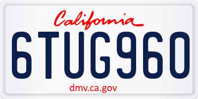 CA license plate 6TUG960