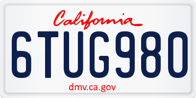 CA license plate 6TUG980