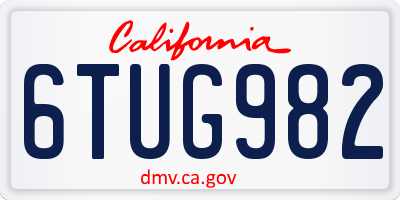 CA license plate 6TUG982