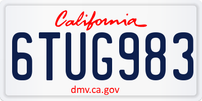 CA license plate 6TUG983