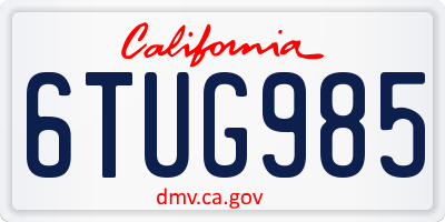 CA license plate 6TUG985