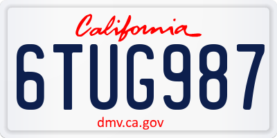 CA license plate 6TUG987