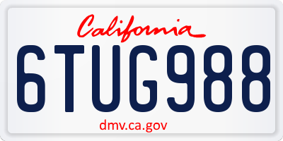 CA license plate 6TUG988