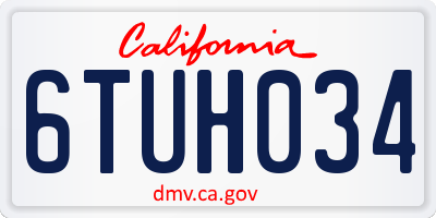 CA license plate 6TUH034