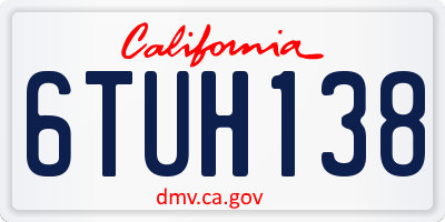 CA license plate 6TUH138