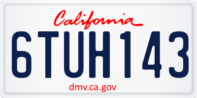 CA license plate 6TUH143
