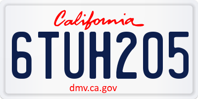 CA license plate 6TUH205