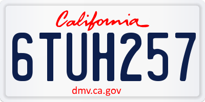 CA license plate 6TUH257