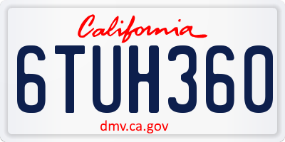 CA license plate 6TUH360