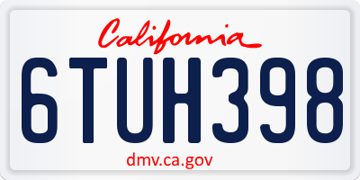 CA license plate 6TUH398
