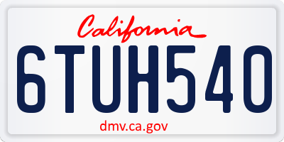 CA license plate 6TUH540