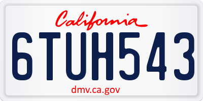 CA license plate 6TUH543