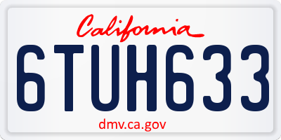CA license plate 6TUH633