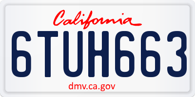 CA license plate 6TUH663