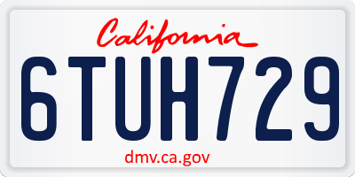 CA license plate 6TUH729