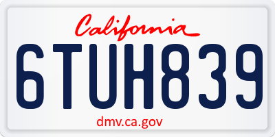CA license plate 6TUH839