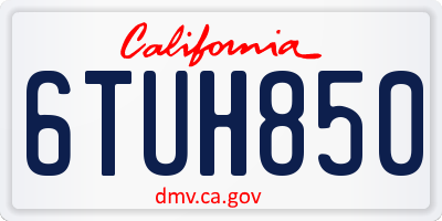 CA license plate 6TUH850