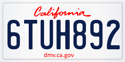 CA license plate 6TUH892
