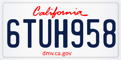 CA license plate 6TUH958