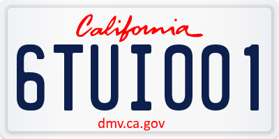 CA license plate 6TUI001