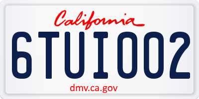 CA license plate 6TUI002