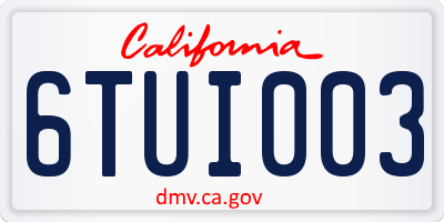 CA license plate 6TUI003