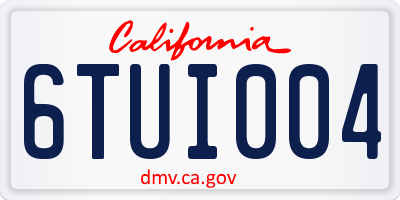CA license plate 6TUI004