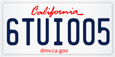 CA license plate 6TUI005