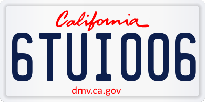 CA license plate 6TUI006