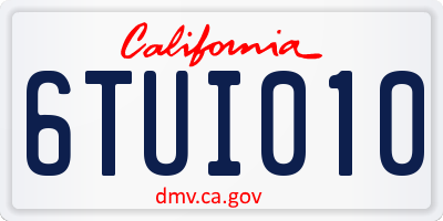 CA license plate 6TUI010