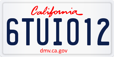 CA license plate 6TUI012