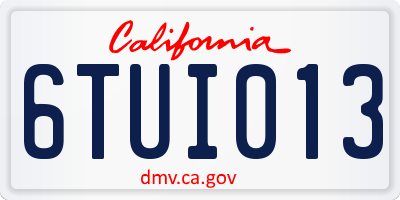 CA license plate 6TUI013