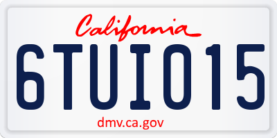 CA license plate 6TUI015