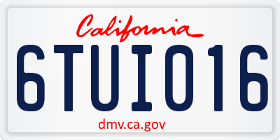 CA license plate 6TUI016