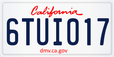 CA license plate 6TUI017