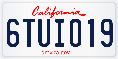 CA license plate 6TUI019