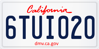 CA license plate 6TUI020