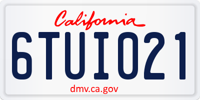 CA license plate 6TUI021