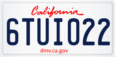 CA license plate 6TUI022