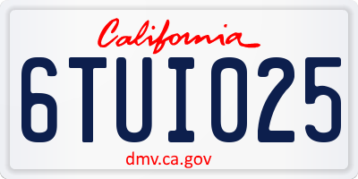 CA license plate 6TUI025