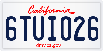 CA license plate 6TUI026