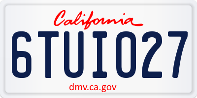 CA license plate 6TUI027