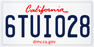 CA license plate 6TUI028