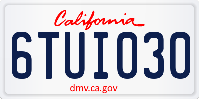 CA license plate 6TUI030